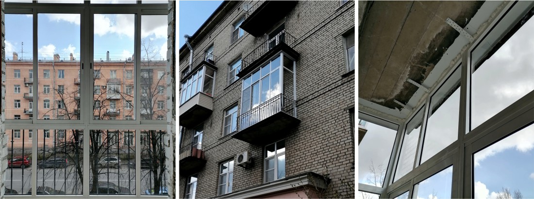 Холодное остекление балкона в сталинке. Фото №2